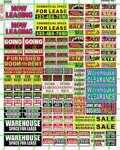 9006 DAVE'S DECALS HO BUSINESS FOR LEASE CLEARANCE STORE WAREHOUSE RENT SIGN - Picture 1 of 3