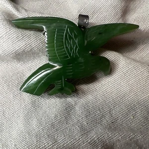 Genuine Jade Carved Eagle Bird Pendant Stamped SG - Picture 1 of 11