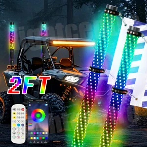 2x 2FT COB Grueso LED Látigo Espiral Persecución RGB Látigo Graso Luces Para Can Am Polaris - Imagen 1 de 16