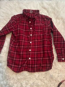 Gymboree Boys Size M 7/8 Red Plaid Flannel Shirt  - Picture 1 of 6