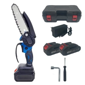 Mini Motorsäge 6 Zoll Akku 48V Wiederaufladbar Doppelakku Sägeblatt - Bild 1 von 12