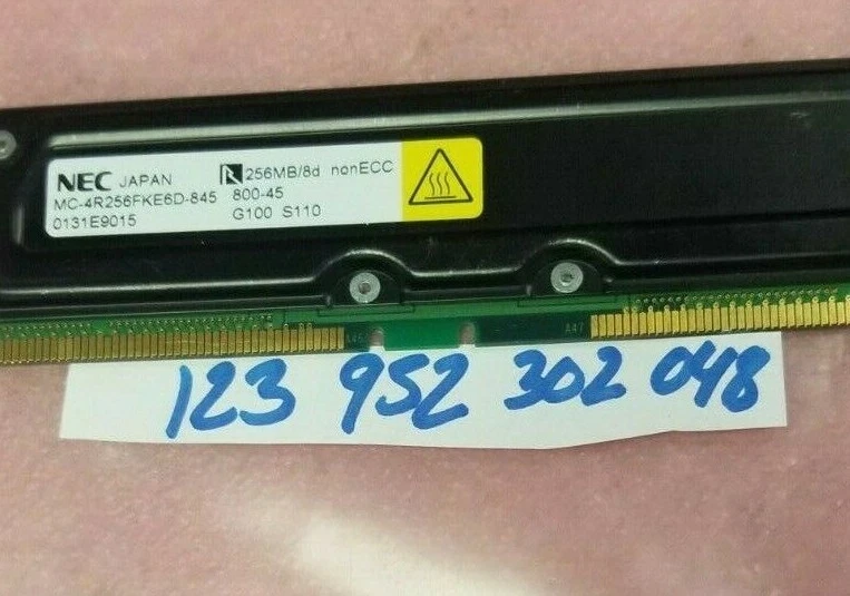 256MB   RAMBUS  RIMM  RDRAM 800-45  800 45  184PIN NONECC  NON-ECC  256MB/8D - Image 1 of 1