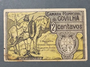 PORTUGAL EMERGENCY PAPER MONEY CAMARA MUNICIPAL DA COVILHÃ 2 CENTAVOS Notgeld - Picture 1 of 4