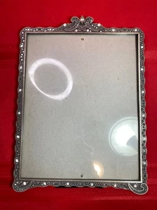 Carr Metallguss echte Kristalle Bilderrahmen hält 8x10" Foto Top Zustand - Bild 1 von 21