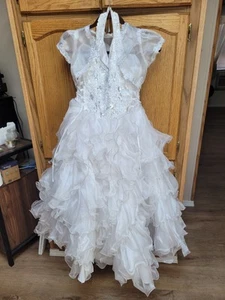 White FULL & Beautiful Jr Maid Of Honor Dress/Catholic Confirmation Dress Sz 12 - Picture 1 of 20