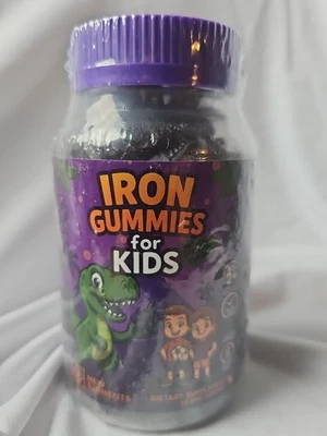 Gomitas de dinosaurio de hierro veganas para niños con vitamina C 60ct sin gluten sin azúcar sin OGM Foto 1 de 3