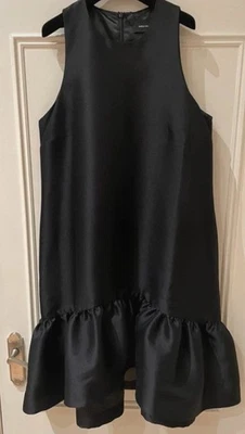 Karen Millen Black Taffeta Peplum Hem Dress UK 12 Rrp £149 - Image 1 of 4