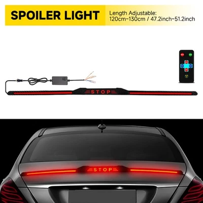 Tira de luz de freno trasera LED de fibra de carbono para alerón trasero borde de labios parada universal Foto 1 de 4