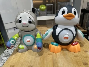 Fisher Price Linkimals Set of 2 Smooth Moves Sloth & Cool Beats Penguin Retired* - Picture 1 of 8