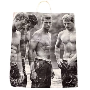 Vintage Abercrombie & Fitch A&F Gruppe nasse männliche Modelle Papier Einkaufstasche 19 x 16 - Bild 1 von 11