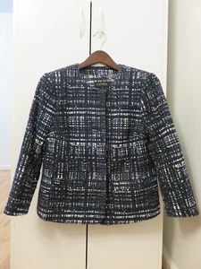 Escada Women Jacket Blazer Tweed blue black white size 40 - Picture 1 of 7