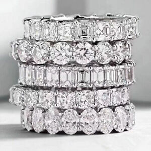 Hot Jewelry Full White Topaz CZ Zircon Eternity Wedding Engagement Ring For Lady