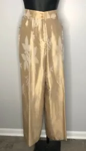 Giorgio Armani Hose Gold Kontrast Blattmuster gefüttert Gr. 46 100% Seide - Bild 1 von 6
