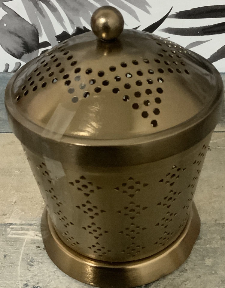 Opalhouse Jungalow Canister Brass Perforated Holder Container Decor 6 Inch