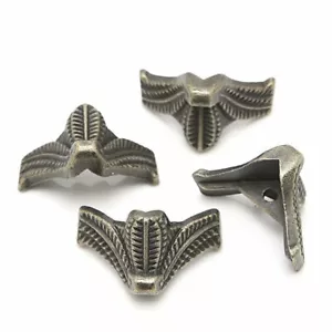 4Pcs Vintage Jewelry Box Wooden Case Decorative Feet Leg Metal Corner Protector - Picture 1 of 1