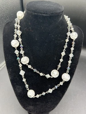 "Collar de hilo largo de Cookie Lee cuentas de medios mixtos AB Crackle Quartz 36""" Foto 1 de 4