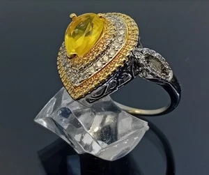 18K Gold Filled Stunning Italian Simulated Citrine 18ct GF Statement Ring Size 8 - Picture 1 of 12