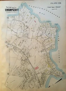 1924 SWAMPSCOTT ESSEX COUNTY LYNN MASSACHUSETTS NEW OCEAN HOUSE HOTEL ATLAS KARTE - Bild 1 von 3