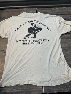 Vintage Acc Rugby Tournament North Carolina State 1984 Shirt Rare Graphic Single - Image 1 of 4