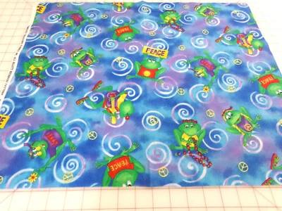 Lot of 2 FQ Fabric Pieces MODA Blue 18x21 Timeless Treasures Frog 17x22. F25-138 - Image 1 of 4