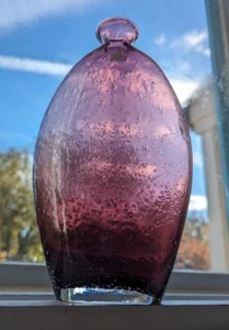 VTG Amici Italian Art Studio Oscar Purple Bubble Glass Bud Vase Trumpet Top NOS - Bild 1 von 6