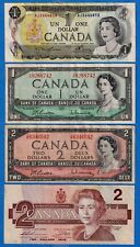 Canada  QE Mix Lot  (1954 to 1986) - 4 Circulated Notes - ML#107