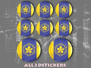 8 x 3D ROUND Stickers Resin Domed Flag Hamilton - Adhesive Decal Vinyl - Picture 1 of 1