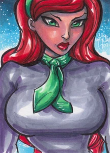 Daphne, Scooby Doo Original Sketch Card Painting by Chris McJunkin - Picture 1 of 3