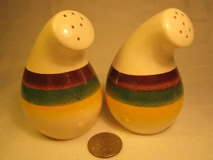 Vintage KERAMIK Salz & Pfefferstreuer Set GESTREIFT [Z230j] - Bild 1 von 3