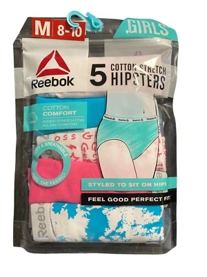 Paquete de 5 bragas elásticas Reebok hipster de algodón talla M 8-10 para niñas Foto 1 de 4
