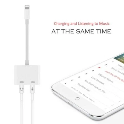 DUO SPLITTER CALL AUDIO & CHARGE CABLE ADAPTER for iPHONE 12 11 PRO XS MAX XR X - Image 1 of 4