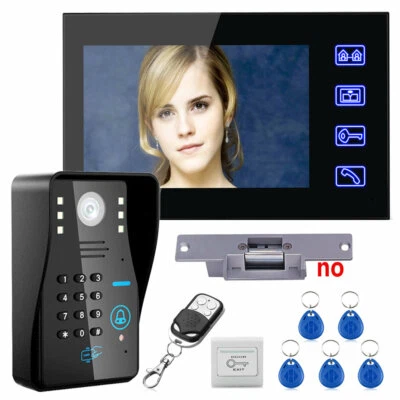 7" LCD Smart Video Doorbell Kit RFID Password Video Intercom Door Entry System - Image 1 of 4
