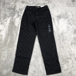 SO Jeans High-Rise Stretch Straight Damen Größe 1 Schwarz Karomuster 25x27,5 - Bild 1 von 14
