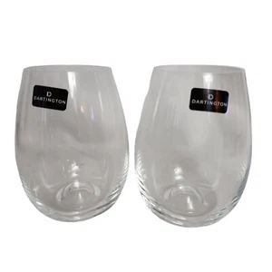 DARTINGTON Crystal Set of 2 Stemless 14 oz Wine Glasses NEW No Box 4.5” Tall - Picture 1 of 5