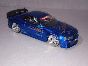Jada Toys 1:24 Scale Import Racer Blue Motorex Nissan Skyline GTR R34