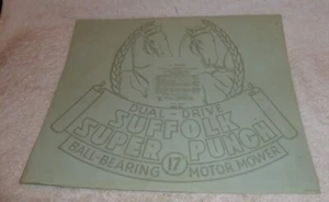 Vintage original lawn mower decals, Suffolk 17 inch, grass box/ chain case decal - Picture 1 of 1