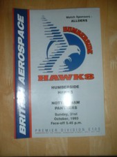 1993/94 HUMBERSIDE HAWKS HULL V NOTTINGHAM PANTHERS  ICE HOCKEY  31/10/93