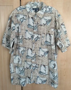 West Marine Marlin Fisch Hemd Herren XL Beige Kurzarm Knopfleiste Angeln - Bild 1 von 5