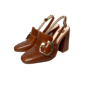 NEW Louise et Cie Ilsa Slingback Pump Heels Size 6 block heel buckle leather - Picture 1 of 8