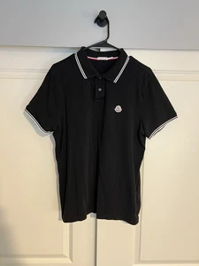 Size YXL/Adult Small | Moncler Polo Shirt In Cotton Piquet Black - Picture 1 of 9