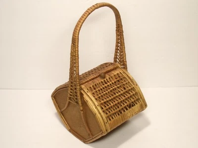 Cartera estilo cesta de mimbre tejida vintage años 50 Foto 1 de 4