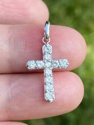 Platinum 0.50TCW 100% Natural Diamond Cross Pendant - Image 1 of 4