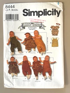 1990's Simplicity Babies' Romper and Headband Pattern 8444 Size NB-L UNCUT - Picture 1 of 2