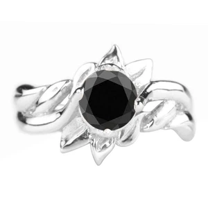 1.75Ct Round Shape Natural Black Diamond Solitaire Ring In 925 Sterling Silver - Picture 1 of 11
