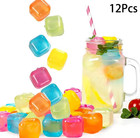 12pcs Reusable Whiskey Ice Cubes Plastic Refreezable Cooling Rocks for Drinks