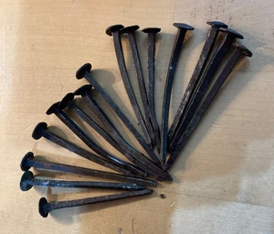 15 geschmiedete Nägel ca.8 cm lang, Kopf Durchmesser ca 1,2 cm, 0,5 cm stark - Bild 1 von 3