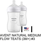 Philips Avent Natural Baby Bottles #3 Medium Flow Nipple 9oz NEWEST Model 2026!