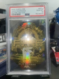 JULIO RODRIGUEZ - 2022 Topps Fire - On Fire DC Gold Minted - RC - PSA 10 - Picture 1 of 3