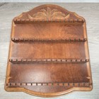 Wood Souvenir Spoon Rack Wall Display 64 Slots Carved Wheat Design Vintage