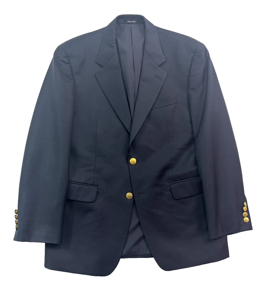 Ralph Lauren 38S Navy Blue Gold Buttons Blazer Jacket Sport Suit Coat Wool Mens - Image 1 of 4